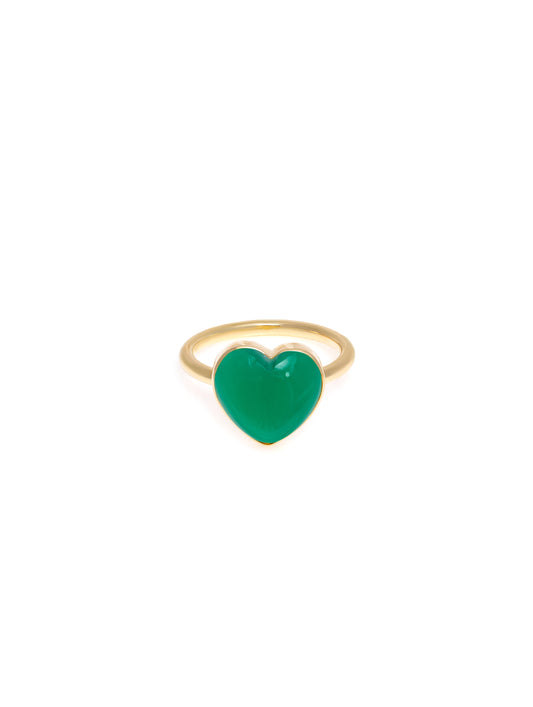 Onyx Green Heart Ring | Chalcedomny Heart Ring | juliettedujacob