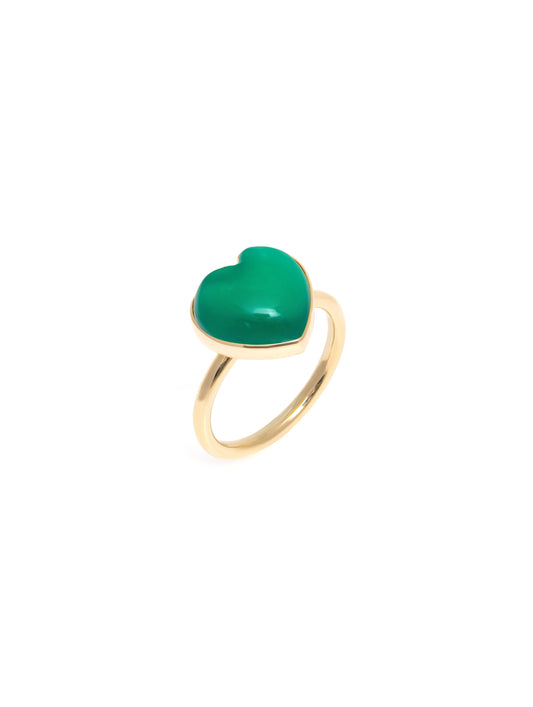 Onyx Green Heart Ring | Chalcedomny Heart Ring | juliettedujacob