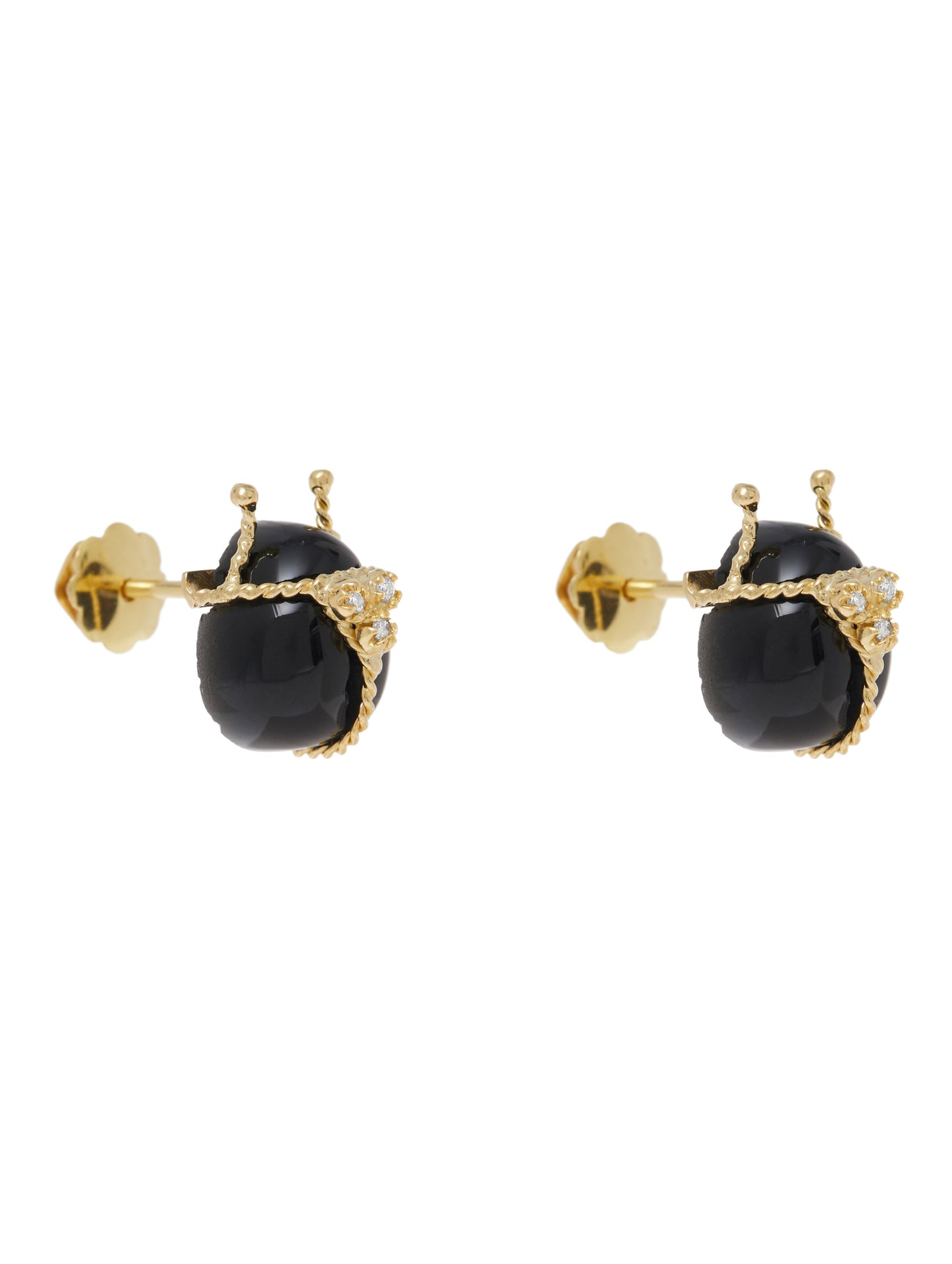 Ladybug Black Agate Earring