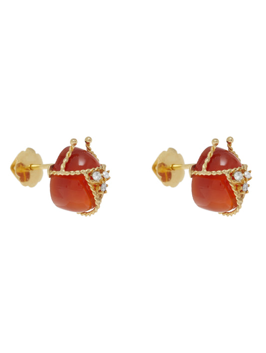 Ladybug Red Agate Earring