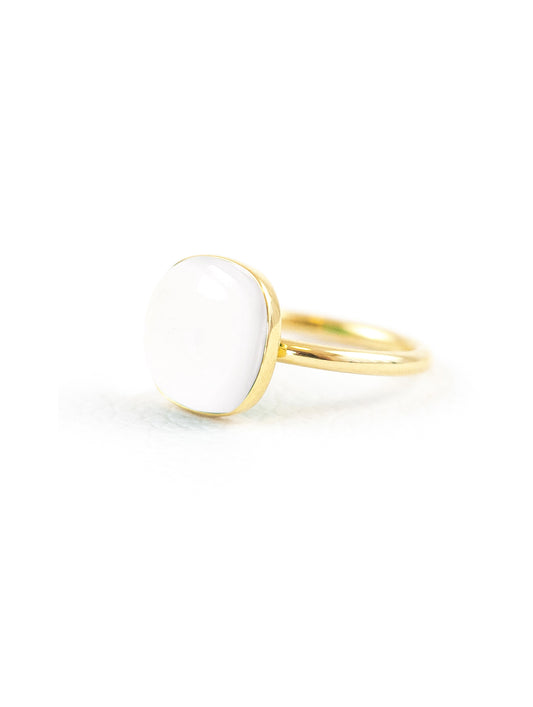 18K Jelly Chalcedony Ring | White Chalcedony Ring | juliettedujacob