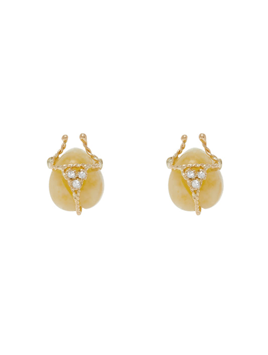 Ladybug Yellow Opal Earring